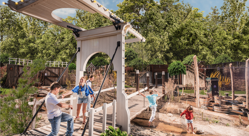 Kinderen spelen in spetterweide Rivierenland met water en beekjes